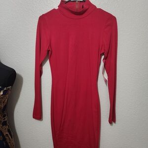 Elegant Long Sleeve Red Dress